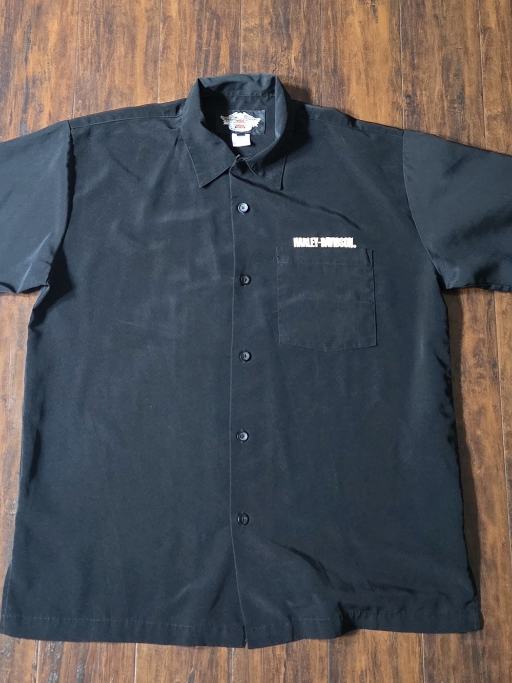 Harley-Davidson Black Short Sleeve Button-Up Shirt with Chest Logo